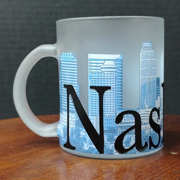 Nashville Tennessee USA Downtown City Scape Frosted Glass Embossed Coffee Mug‎ - Picture 1 of 8